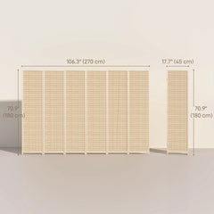 Woven Bamboo Room Divider, 4 Panel Folding Indoor Privacy Screens for Home Office, 71"x71"x0.6", Natural