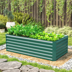 6' x 3' x 2' Raised Garden Bed, Galvanized Planter Box for Growing Flowers, Herbs and Vegetables, Brown