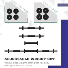 33LBS 2-in-1 Adjustable Barbell & Dumbbells Set, Weights Set with Non-slip Handles for Men and Women Home Gym Training
