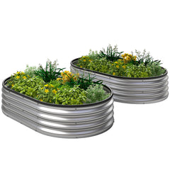 2Pcs Galvanized Raised Garden Bed, 4 x 3 x 1 ft Modular Metal Garden Beds with Rubber Strip Edging, Silver