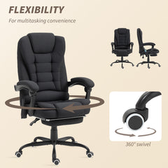 7-Point Vibrating Massage Chair, Reclining Office Chair with Footrest, Reclining Back, Adjustable Height, Black