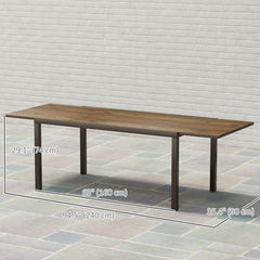 63"-94.5" Extendable Patio Dining Table for 6-8 Person, Outdoor Dining Table with Aluminium Edging, Steel Frame, Brown