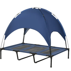 Elevated Dog Bed with Canopy, Portable Raised Dog Cot for XL Sized Dogs, Indoor & Outdoor, 48" x 36" x 43", Coffee