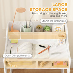 Kids Desk and Chair Set with Storage, Shelves for Bedroom, 3-8 Years Old, White