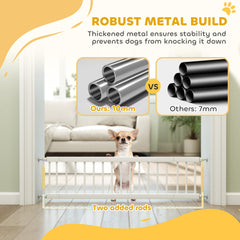 26"-37" Dog Gate, Adjustable Pet Gate, Fits 10" Tall with 2 Extension, Pressure Mount Kit for Stairs and Doorways, Black