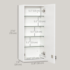 Wall Mount Medicine Cabinet, 5-tier Lockable Bathroom Cabinet with 2 Keys and Adjustable Shelves, White