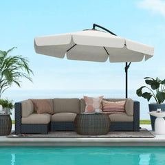 11 FT Cantilever Patio Umbrella Offset Parasol with Cross Base and 8 Ribs for Garden, Black