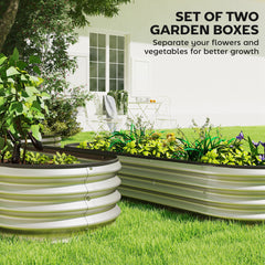 2Pcs Galvanized Raised Garden Bed, 4 x 3 x 1 ft Modular Metal Garden Beds with Rubber Strip Edging, Silver