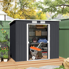 7' x 4' Galvanised Steel Garden Shed, with Foundation Kit - Green
