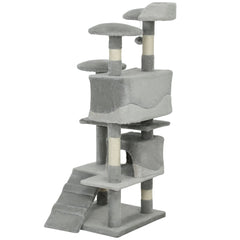 53" Cat Tree Scratching Large Kitten Play House Multi-Level Activity Center Pet Furniture