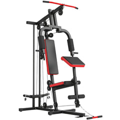 Home Gym Equipment, Multifunctional Weight Machine with Pulley System for Full Body Strength Training, Black