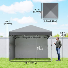 10' x 10' Pop Up Canopy with Sidewalls, Roller Bag, Height Adjustable Instant Tent for Outdoor, Garden, Patio, Black