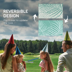 Reversible Outdoor Rug with Carry Bag, 9' x 12' Waterproof Rug, Portable RV Camping Carpet for Backyard