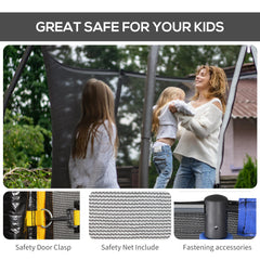 8FT Round Trampoline Enclosure Net Outdoor Bounce Safety Net Replacement for 6 Poles Black