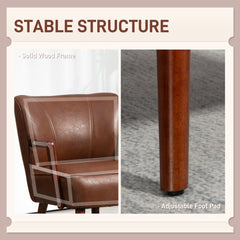 Accent Chair, Modern Armchair, Faux Leather Upholstered Living Room Chair with Wood Legs and Wide Padded Seat, Black