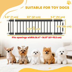 26"-37" Dog Gate, Adjustable Pet Gate, Fits 10" Tall with 2 Extension, Pressure Mount Kit for Stairs and Doorways, Black