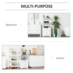 Bathroom Floor Cabinet, Free Standing Kitchen Cabinet with Shelves, Drawer and Doors, for Living Room, White