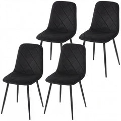 Dining Chairs Set of 4, Upholstered Dining Room Chairs with Steel Legs, Modern Kitchen Chair for Dining Room, Black