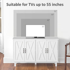 Kitchen Sideboard Cabinet with 4 Barn Doors and 2 Adjustable Shelves, Buffet Table for Living Room, Hallway, Black