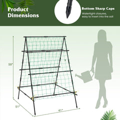 A-Frame Garden Cucumber Trellis with Netting for Climbing Plants Outdoor-Black