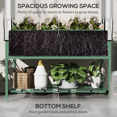 Raised Garden Bed with Cover, Metal Elevated Planter Box with Bottom Shelf and Liner, Black