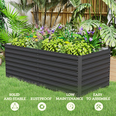 5' x 3' x 2' Raised Garden Bed, Galvanized Planter Box for Growing Flowers, Herbs and Vegetables, Black