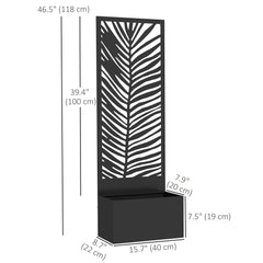 Raised Garden Bed with Outdoor Privacy Screen, Metal Planter Box with Trellis, Wall-Mounted or Freestanding, Black