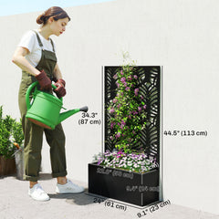 Metal Garden Bed with Trellis for Climbing Plants, Freestanding or Wall Mounted Flower Bed for Garden, Patio, Balcony