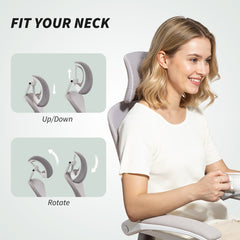 Ergonomic Office Chair, Mesh Reclining Desk Chair with Adjustable Lumbar Support, Headrest, Beige