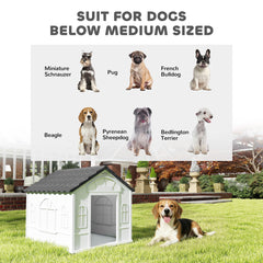 26" Plastic Dog House Outdoor with Air Vents, for Small Medium Dogs, Blue