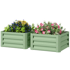 2' x 2' x 1' 2-Pieces Raised Garden Bed with Galvanised Steel Frame for Vegetables, Flowers, Herbs, Green