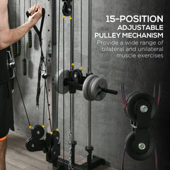 Wall Mount Cable Station, 15 Positions Adjustable Dual Pulley Machine Cable Crossover Machine Home Gym Equipment