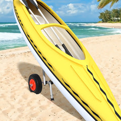Kayak Cart Dolly with Flat-Free Wheels and Aluminum Frame for Kayaks, Canoes, Paddleboards, Folding Design, Silver