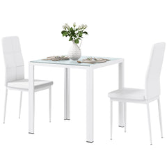 5-Piece Rectangular Glass Kitchen Table and Chairs with Metal Frame and Faux Leather Upholstery for Dining Room, Black