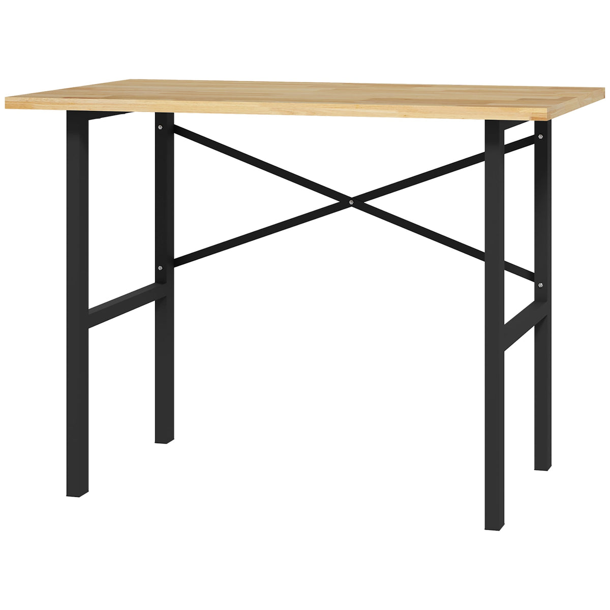 46" Work bench Table Oak Wood Top, Heavy-Duty Steel Work Table High Stability Workstation, Natural Wood