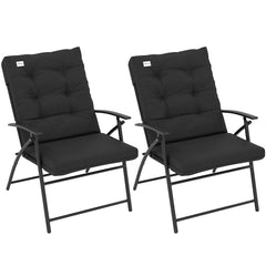 Set of 2 Outdoor Folding Chairs with Adjustable Backrest, Padded Camping Chairs for Outdoor Events, Grey