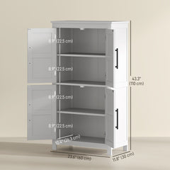 Farmhouse Bathroom Storage Cabinet, Bathroom Floor Cabinet with Barn Doors and Adjustable Shelf, Black