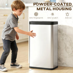 12 Gallon (45 L) Sensor Can, Automatic Garbage Can with Soft-Close Lid, Fingerprint-Proof Stainless Steel, Matte Black
