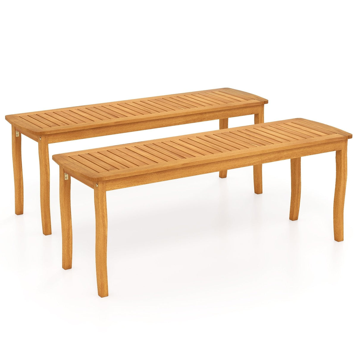 Acacia Wood Outdoor 48 inches Long Patio Dining Bench-2 Pieces