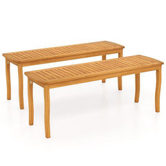 Acacia Wood Outdoor 48 inches Long Patio Dining Bench-2 Pieces