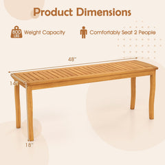 Acacia Wood Outdoor 48 inches Long Patio Dining Bench-2 Pieces