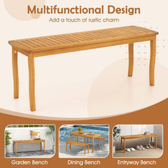 Acacia Wood Outdoor 48 inches Long Patio Dining Bench-2 Pieces