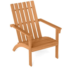 Acacia Wood Patio Adirondack Chair with Inclined Seat and High Backrest for Porch-Natural