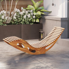 Acacia Wood Rocking Sun Lounger with Slatted Ergonomic Seat, 350 lb