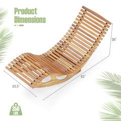 Acacia Wood Rocking Sun Lounger with Slatted Ergonomic Seat, 350 lb