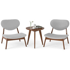 Accent Chairs Set of 2 with Side Table and Solid Wood Frame-Gray