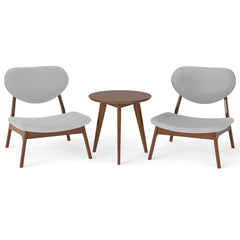 Accent Chairs Set of 2 with Side Table and Solid Wood Frame-Gray
