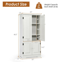 Accent Floor Storage Cabinet with Adjustable Shelves Antique 2-Door-Cream White