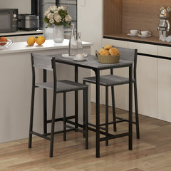 Industrial Bar Table Set Counter Height 3 Piece and 2 High Back Stools Set Dining Table Set Natural Wood
