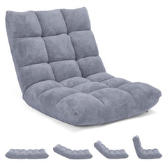 Adjustable 14-position Cushioned Floor Chair-Gray